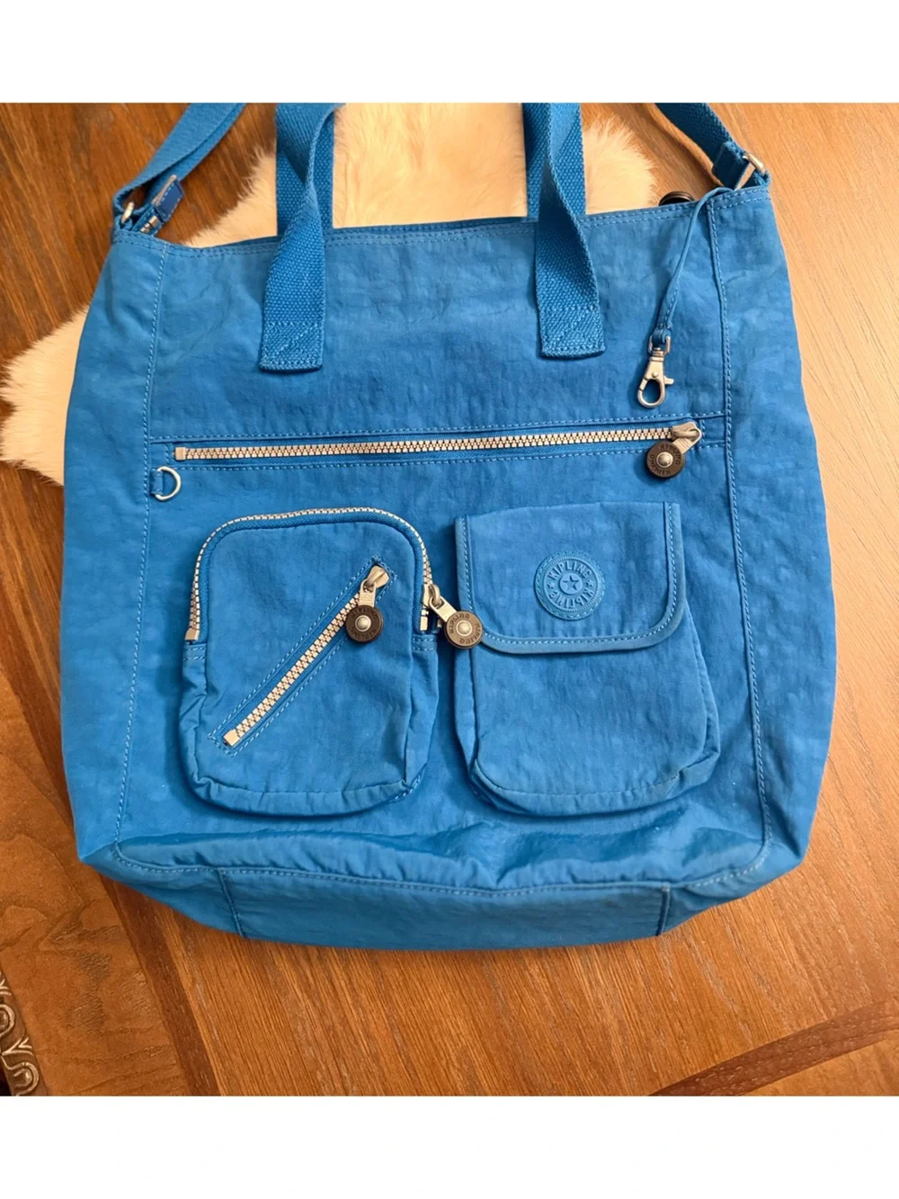 🔵 Kipling Tote Bag | Blue | Multi-Pocket nylon tote crossbody blue